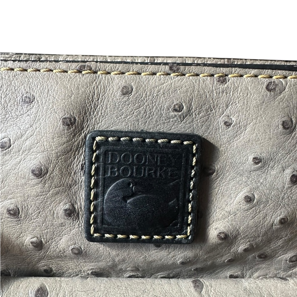 Dooney & Bourke Full Quill Ostrich Leather Bag Gray & Brown - Picture 9 of 16